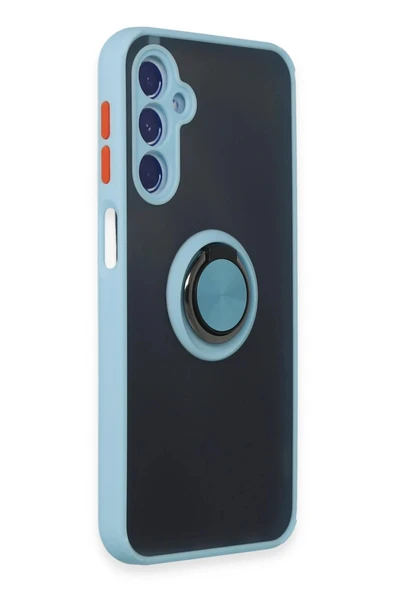 Samsung Galaxy M34 5G Kılıf Montreal Yüzüklü Silikon Kapak - Buz Mavi - Resim 2