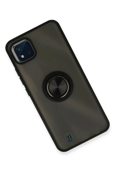 Realme C11 2021 Kılıf Montreal Yüzüklü Silikon Kapak - Siyah - Resim 2