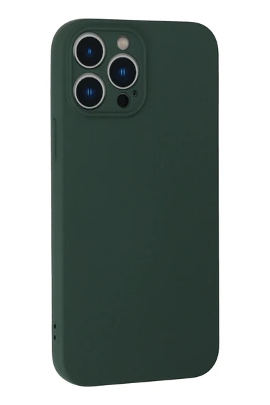 iPhone 13 Pro Max Kılıf Nano içi Kadife Silikon - Koyu Yeşil - Resim 3