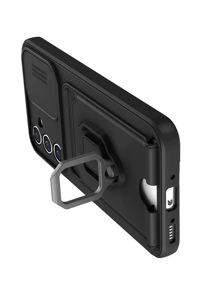 Samsung Galaxy A25 5G Kılıf Zuma Kartvizitli Yüzüklü Silikon - Siyah - Resim 2