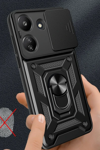 Xiaomi Redmi 13C Kılıf Pars Lens Yüzüklü Silikon - Yeşil - Resim 3