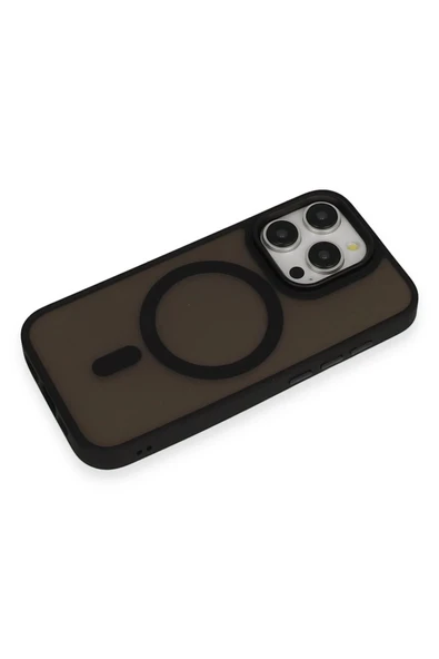 iPhone 15 Pro Kılıf Oslo Magsafe Kapak - Siyah - Resim 2