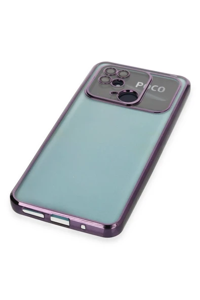 Xiaomi Redmi 10C Kılıf Lensli Silikon - Mor - Resim 4