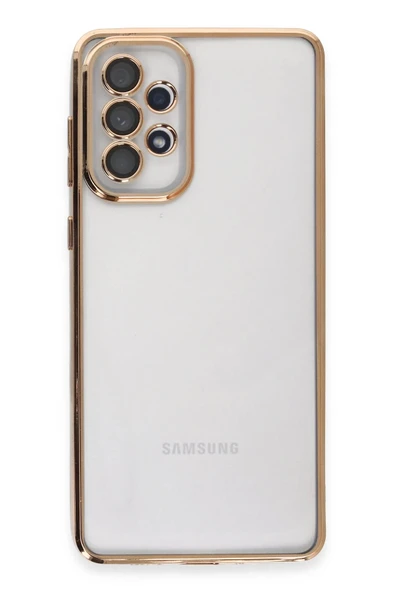 Samsung Galaxy A73 5G Kılıf Lensli Silikon - Gold - Resim 3