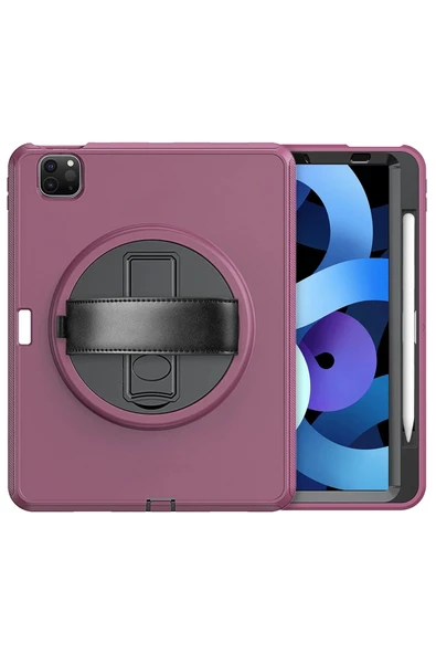 iPad Pro 11 (2018) Kılıf Hand Strap Tablet Kılıfı - Mürdüm - Resim 3