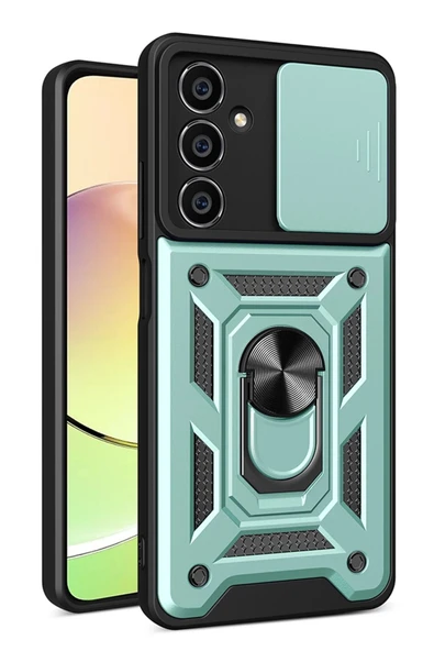 Samsung Galaxy A15 4G Kılıf Pars Lens Yüzüklü Silikon - Yeşil ürün görseli