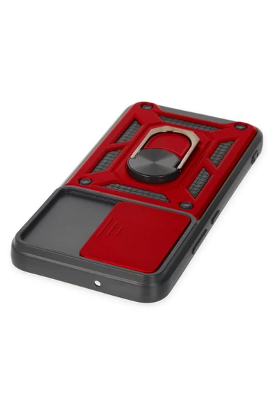 Samsung Galaxy S24 Kılıf Pars Lens Yüzüklü Silikon - Kırmızı - Resim 4