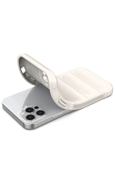 iPhone 12 Pro Kılıf Optimum Silikon - Krem - Resim 4