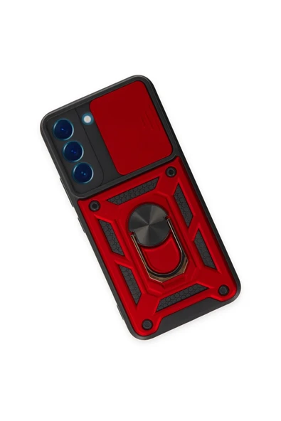 Samsung Galaxy S24 Kılıf Pars Lens Yüzüklü Silikon - Kırmızı - Resim 3