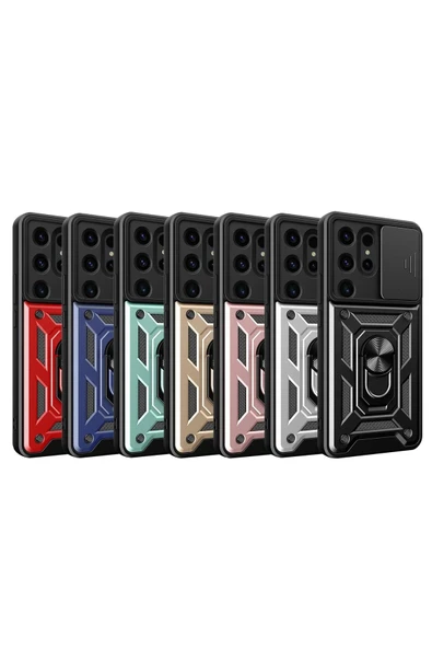 Samsung Galaxy S24 Ultra Kılıf Pars Lens Yüzüklü Silikon - Siyah - Resim 2