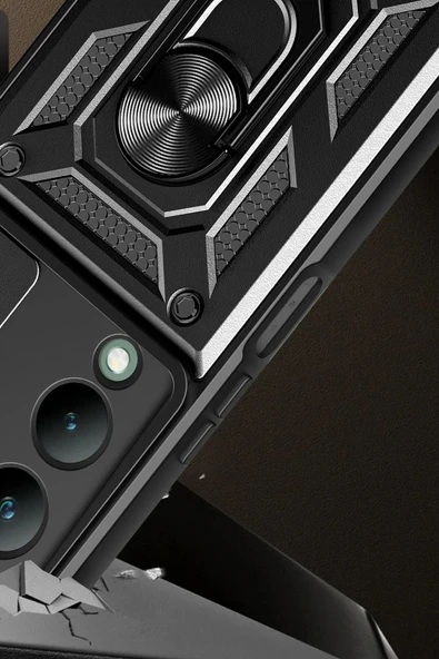 Vivo Y17S Kılıf Pars Lens Yüzüklü Silikon - Gümüş - Resim 4