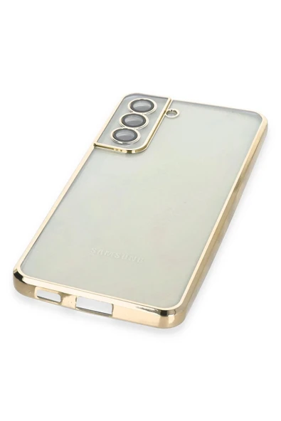 Samsung Galaxy S21 FE Kılıf Lensli Silikon - Gold - Resim 4