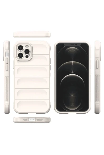iPhone 12 Pro Kılıf Optimum Silikon - Krem - Resim 3