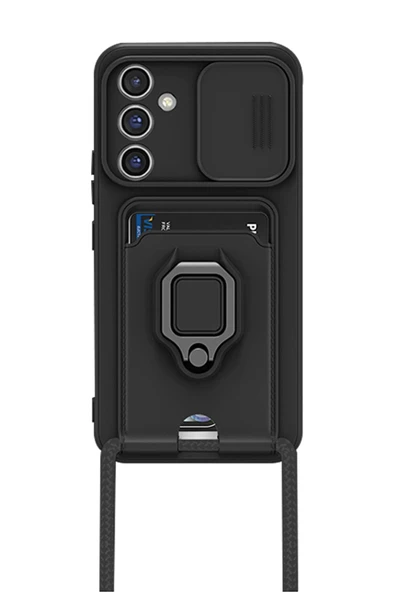 Samsung Galaxy A25 5G Kılıf Zuma Kartvizitli Yüzüklü Silikon - Siyah ürün görseli