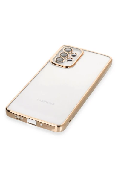 Samsung Galaxy A73 5G Kılıf Lensli Silikon - Gold - Resim 4