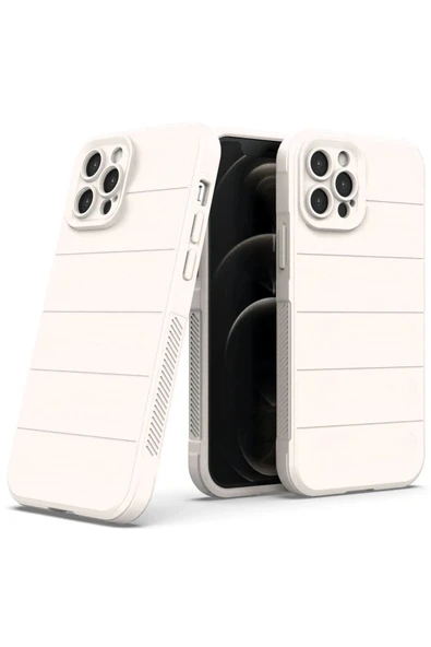 iPhone 12 Pro Kılıf Optimum Silikon - Krem - Resim 2