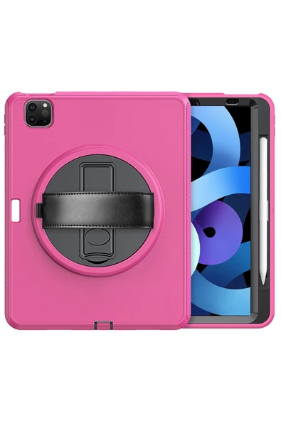 iPad Pro 11 (2018) Kılıf Hand Strap Tablet Kılıfı - Pembe - Resim 3