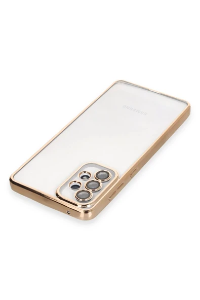 Samsung Galaxy A73 5G Kılıf Lensli Silikon - Gold - Resim 2