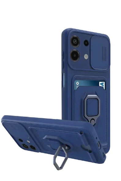 Xiaomi Redmi Note 13 4G Kılıf Zuma Kartvizitli Yüzüklü Silikon - Lacivert ürün görseli 1