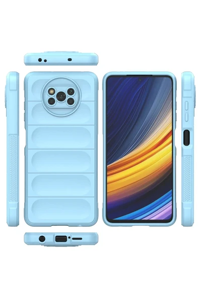 Xiaomi Pocophone X3 Kılıf Optimum Silikon - Sky Blue - Resim 3