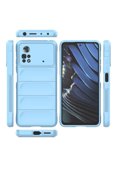 Xiaomi Poco X4 Pro 5G Kılıf Optimum Silikon - Sky Blue - Resim 3