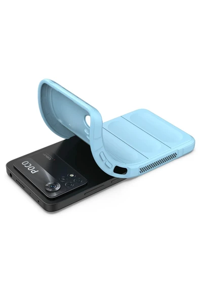 Xiaomi Poco X4 Pro 5G Kılıf Optimum Silikon - Sky Blue - Resim 4