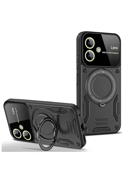 Samsung Galaxy A05 Kılıf Joy Lens Standlı Kapak - Siyah ürün görseli