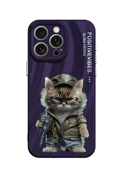 iPhone 14 Pro Kılıf Crew Desenli Kapak - Kedi - 2 - Resim 2