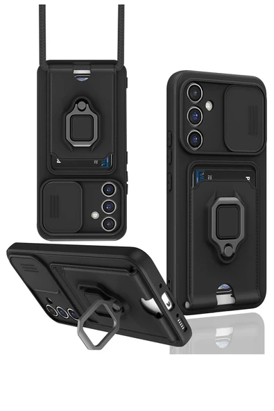 Samsung Galaxy A36 Kılıf Zuma Kartvizitli Yüzüklü Silikon - Siyah ürün görseli