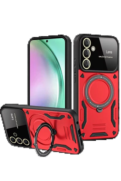 Samsung Galaxy S24 FE Kılıf Joy Lens Standlı Kapak - Kırmızı ürün görseli