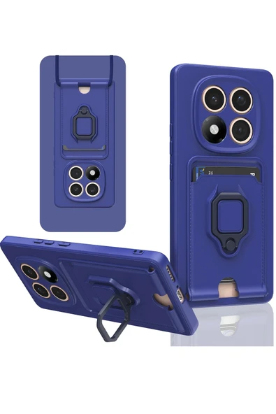 Xiaomi Redmi Note 14 Pro Plus Kılıf Zuma Kartvizitli Yüzüklü Silikon - Lacivert ürün görseli