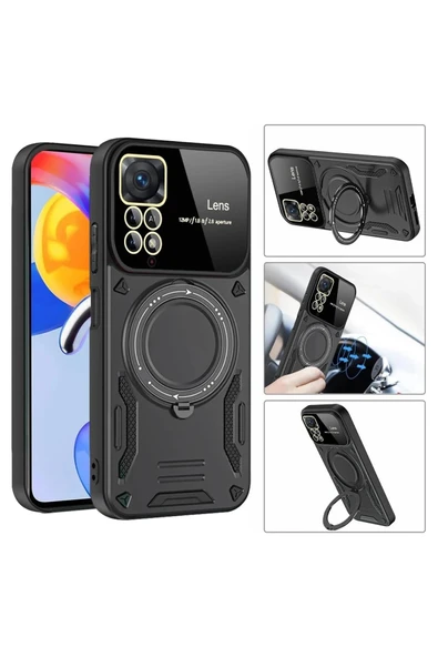 Xiaomi Redmi Note 11 Pro Kılıf Joy Lens Standlı Kapak - Mor - Resim 3