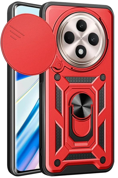 Xiaomi Redmi 14C Kılıf Pars Lens Yüzüklü Silikon - Kırmızı ürün görseli