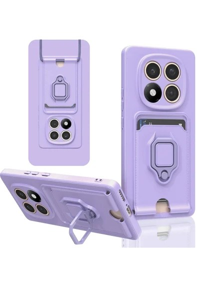 Xiaomi Redmi Note 14 Pro 5G Kılıf Zuma Kartvizitli Yüzüklü Silikon - Lila ürün görseli
