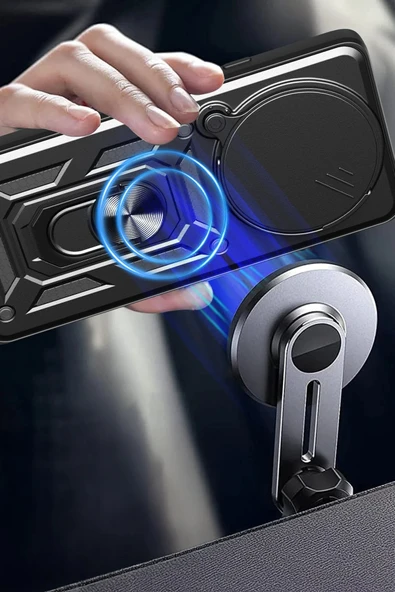 Xiaomi Redmi Note 14 Pro Plus Kılıf Pars Lens Yüzüklü Silikon - Siyah - Resim 3