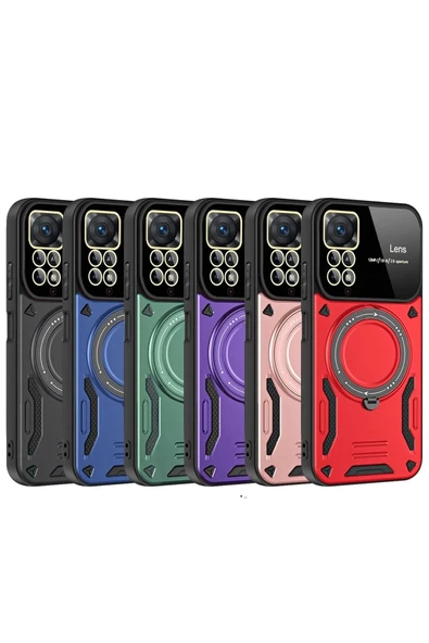 Xiaomi Redmi Note 11 Pro Kılıf Joy Lens Standlı Kapak - Mor - Resim 2