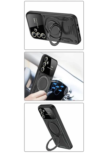 Samsung Galaxy S24 FE Kılıf Joy Lens Standlı Kapak - Kırmızı - Resim 4