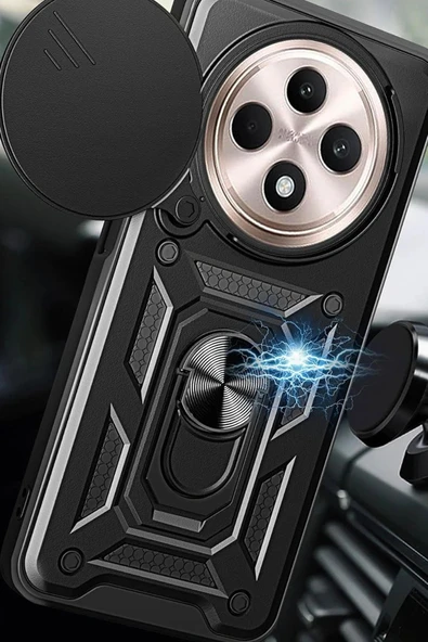 Xiaomi Redmi 14C Kılıf Pars Lens Yüzüklü Silikon - Kırmızı - Resim 4