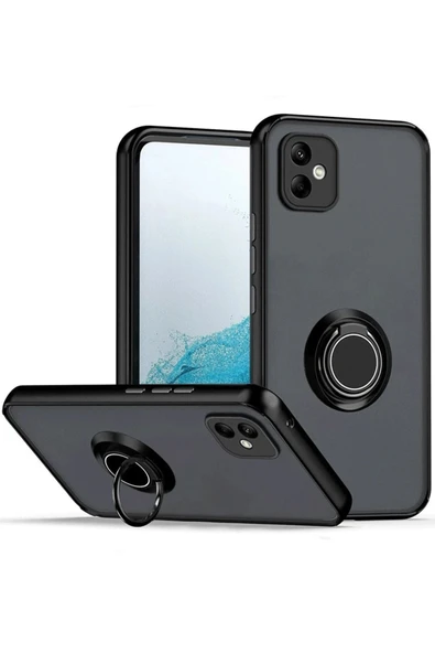 Samsung Galaxy A06 Kılıf Montreal Yüzüklü Silikon Kapak - Siyah ürün görseli