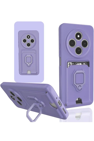 Xiaomi Redmi 14C Kılıf Zuma Kartvizitli Yüzüklü Silikon - Lila ürün görseli