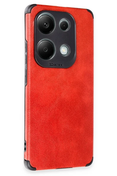 Xiaomi Redmi Note 13 4G Kılıf Loop Deri Silikon - Kırmızı - Resim 2