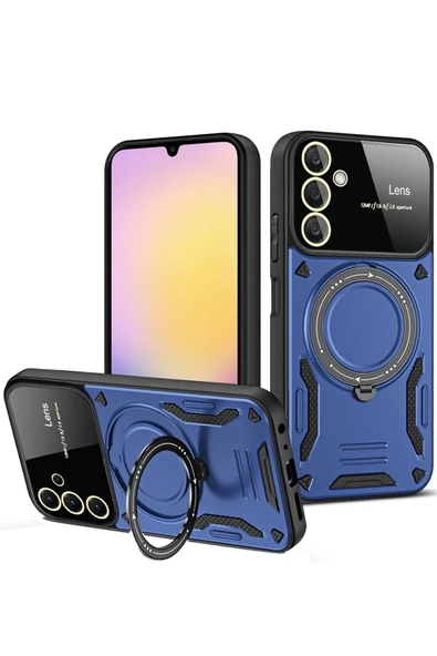 Samsung Galaxy A14 4G Kılıf Joy Lens Standlı Kapak - Lacivert ürün görseli
