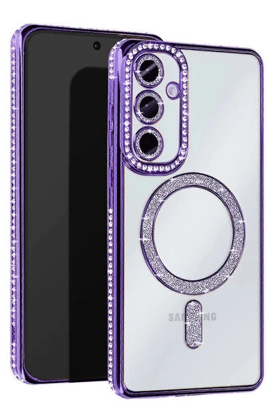 Samsung Galaxy S25 Kılıf Joke Simli Magneticsafe Kılıf - Derin Mor ürün görseli