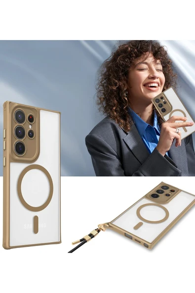 Samsung Galaxy S25 Ultra Kılıf Enka Magsafe Silikon Kılıf - Titan Gri - Resim 3