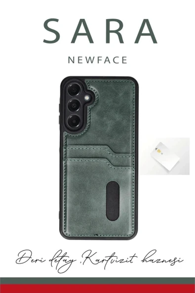 Samsung Galaxy A56 Kılıf Sara Kartvizitli Deri Kılıf - Siyah ürün görseli