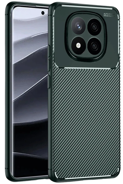 Xiaomi Redmi Note 14 Pro 5G Kılıf Auto Focus Karbon Kapak - Koyu Yeşil ürün görseli