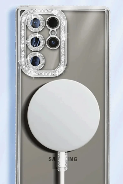 Samsung Galaxy S25 Ultra Kılıf Joke Simli Magneticsafe Kılıf - Siyah - Resim 3