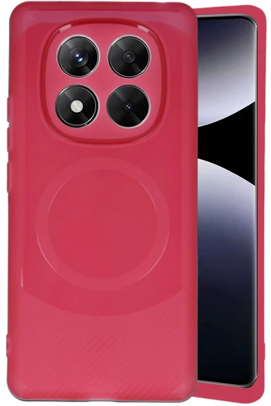 Xiaomi Redmi Note 14 Pro 4G Kılıf Maya Karbon Kapak - Bordo - Resim 3