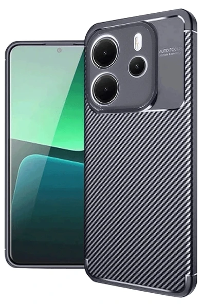 Xiaomi Redmi Note 14 4G Kılıf Auto Focus Karbon Kapak - Lacivert ürün görseli