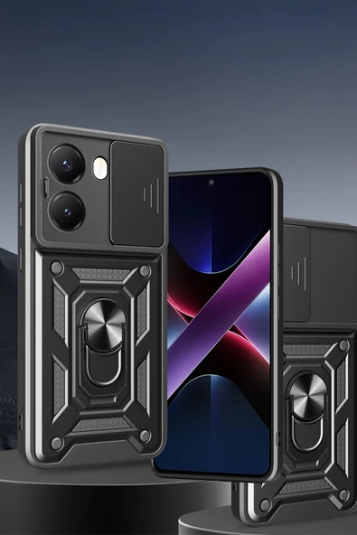 Xiaomi Poco X7 Pro Kılıf Pars Lens Yüzüklü Silikon - Kırmızı - Resim 2